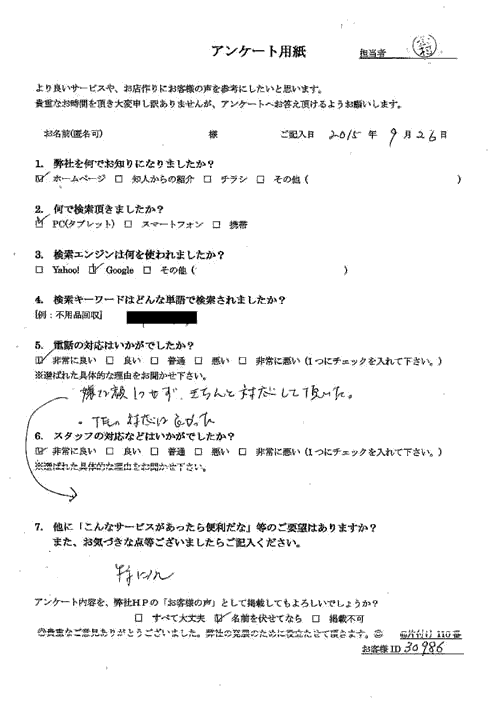 一宮市・40代男性/匿名希望様